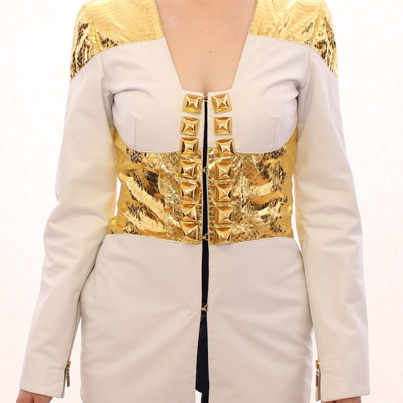 White Gold Metallic Leather Jacket
