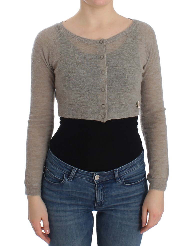 Beige Cropped Cardigan Sweater