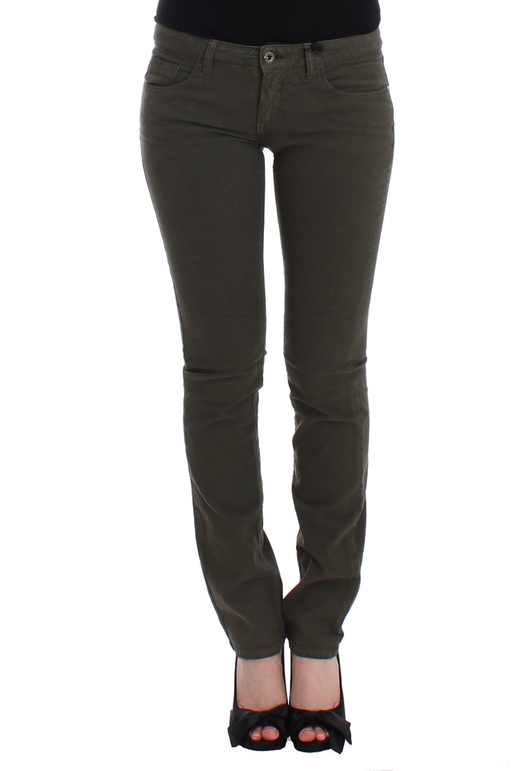 Green slim leg jeans