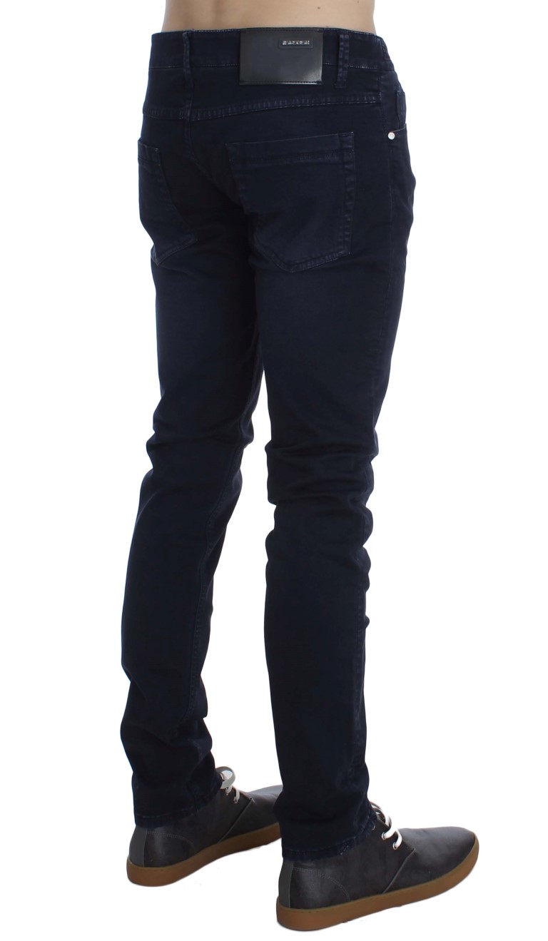 Dark Blue Cotton Stretch Slim Skinny Fit Jeans