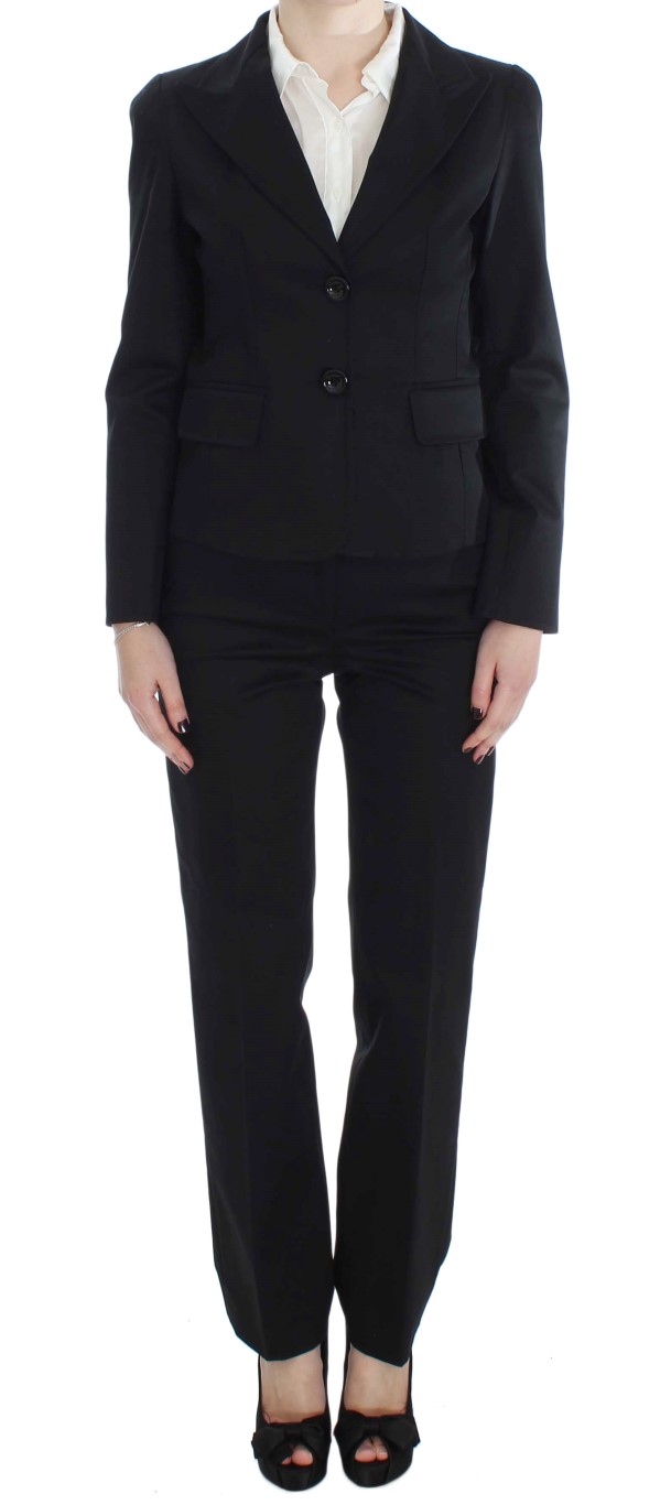 Black Cotton Stretch Suit