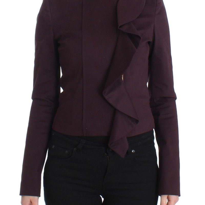 Purple Ruched Jacket Coat Blazer Short