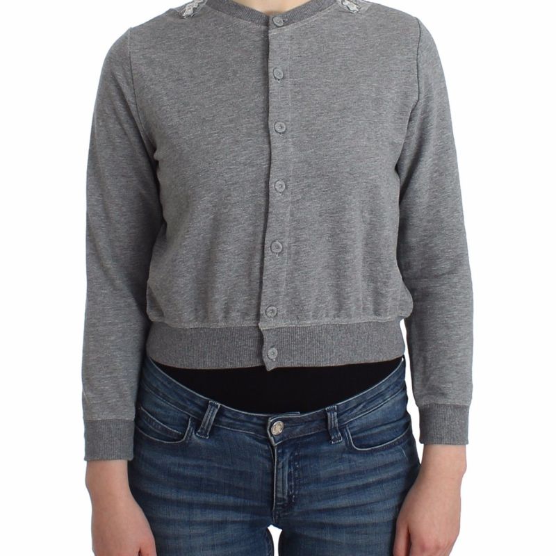 Lingerie Gray Lace Sweater Cardigan Top