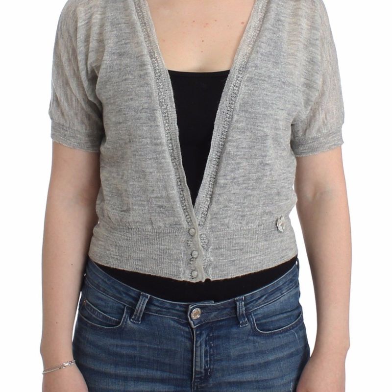 Lingerie Knit Cropped Wool Sweater Cardigan