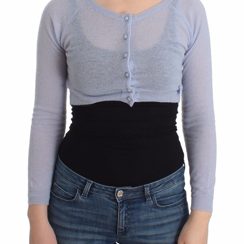 Lingerie Blue Knit Cropped Sweater Cardigan
