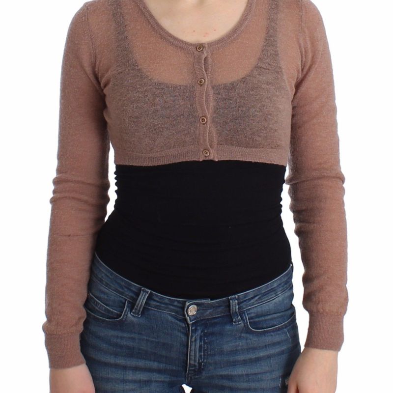 Lingerie Brown Knit Cropped Sweater Cardigan