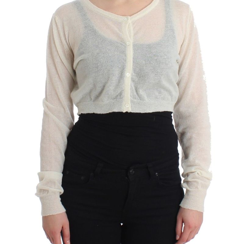 Lingerie Knit Cropped Wool Sweater Cardigan