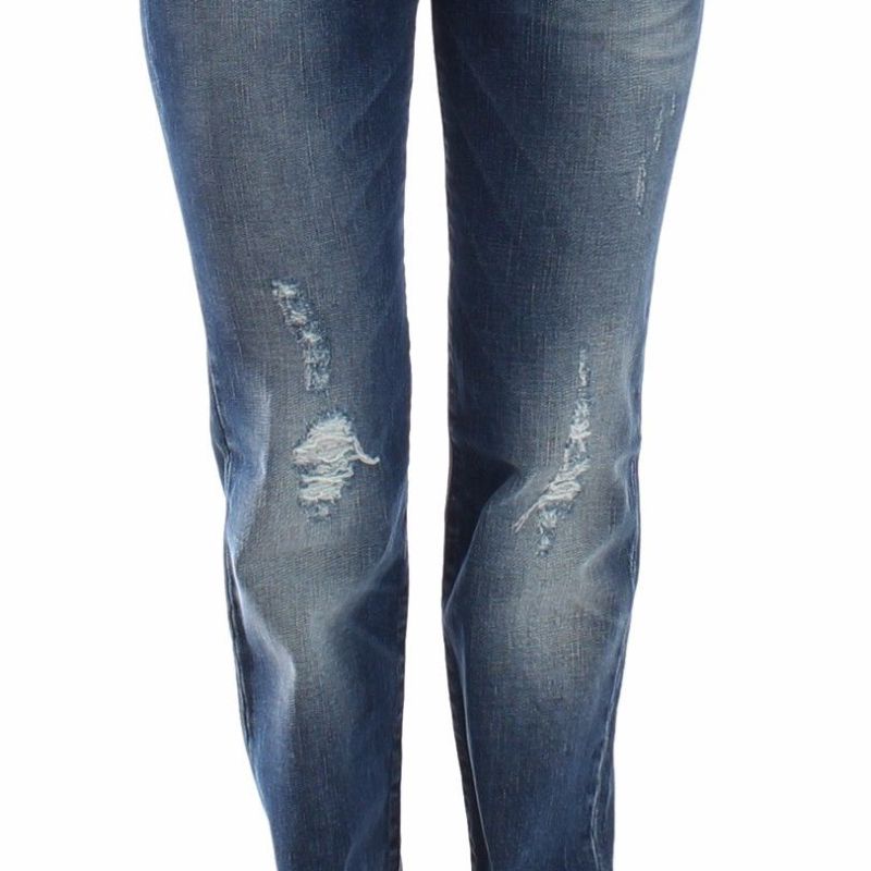 Blue Straight Jeans Denim Pants High Waist