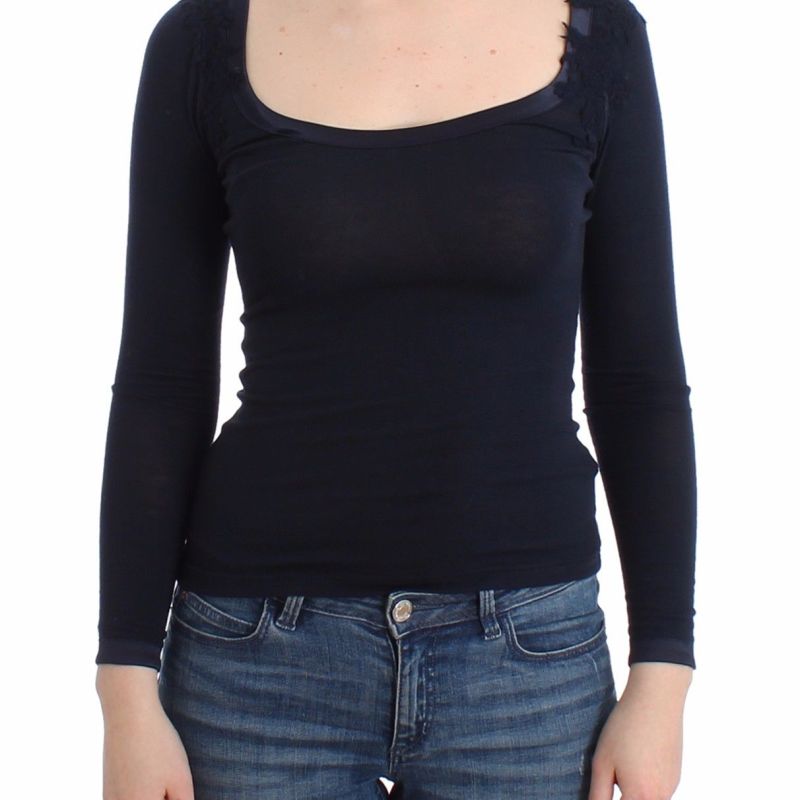 Lingerie Blue Top Blouse Jumper Lace Rayon