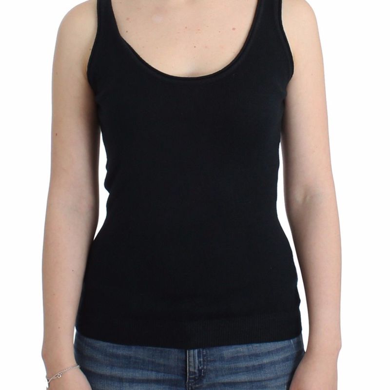 Black Knit Top Knitted Sweater 100% Cashmere