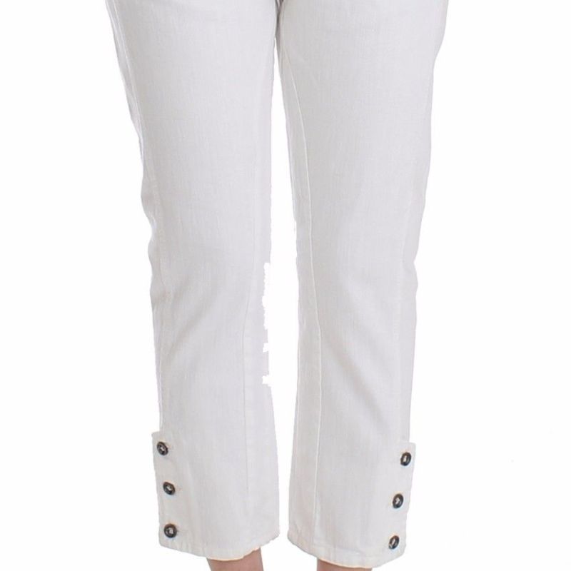 White Cropped Jeans Denim Pants Branded Capri