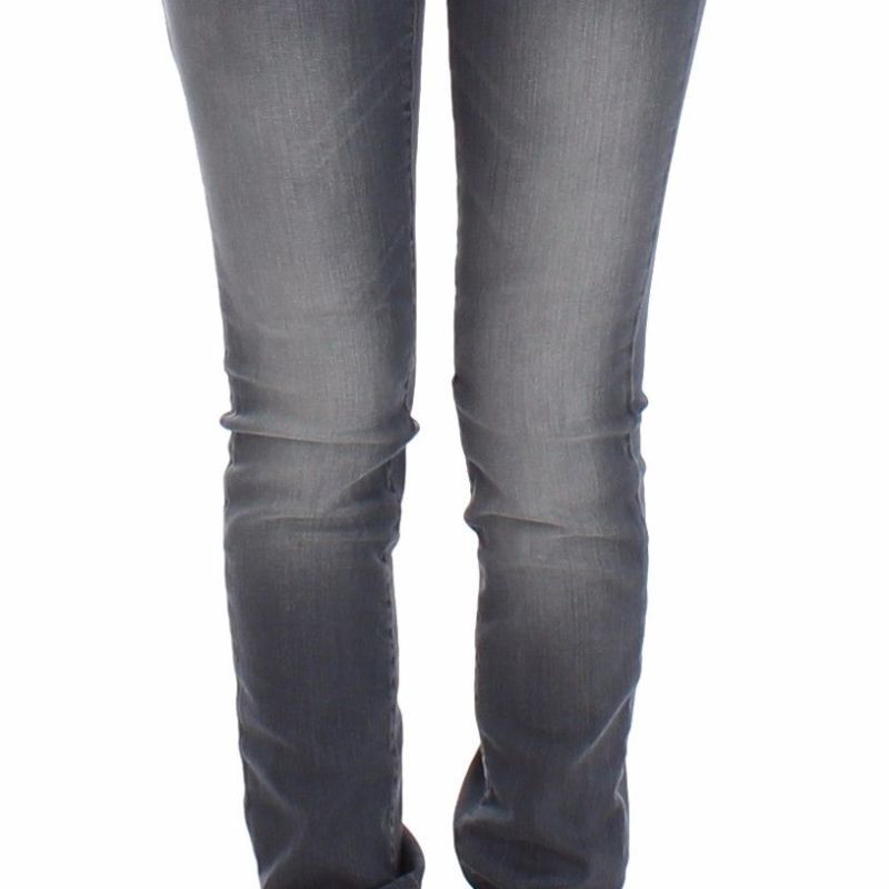 Gray Slim Jeans Denim Pants Skinny Leg Stretch