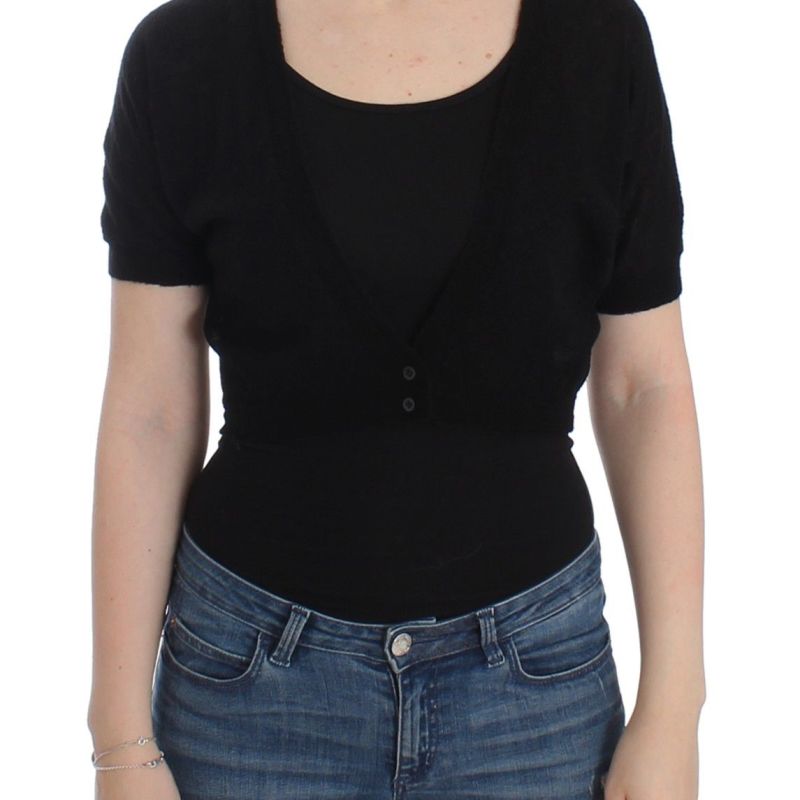 Lingerie Knit Black Wool Sweater Cardigan