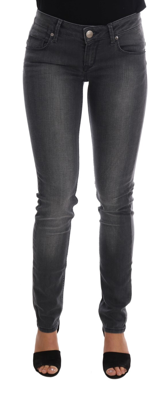 Gray Cotton Slim Fit Denim Jeans
