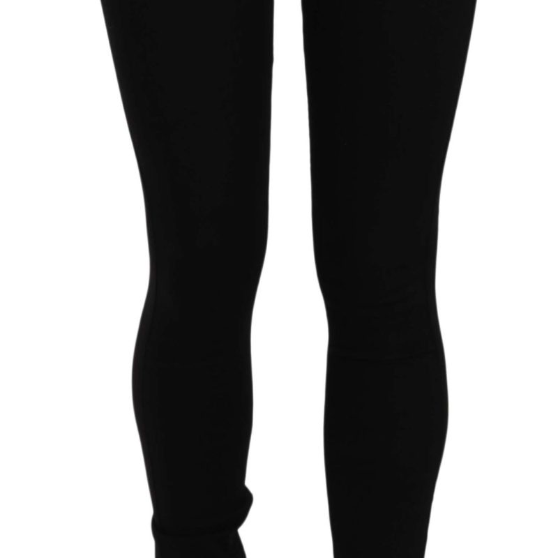 Black VJ Logo Denim Flat Skinny Fit Pants
