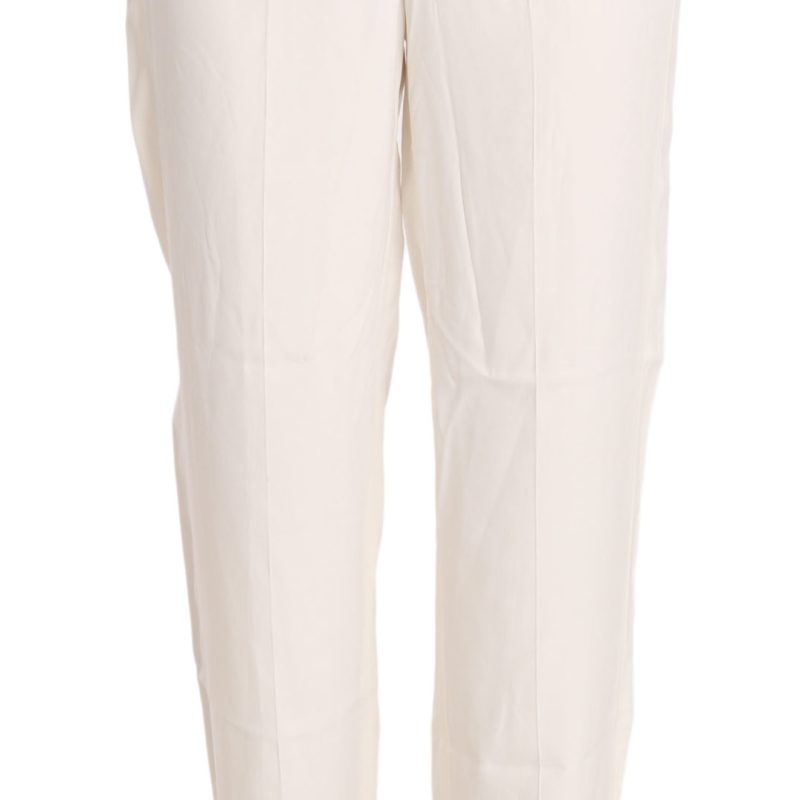 White High Waist Straight Cut Dress Trouser Pants