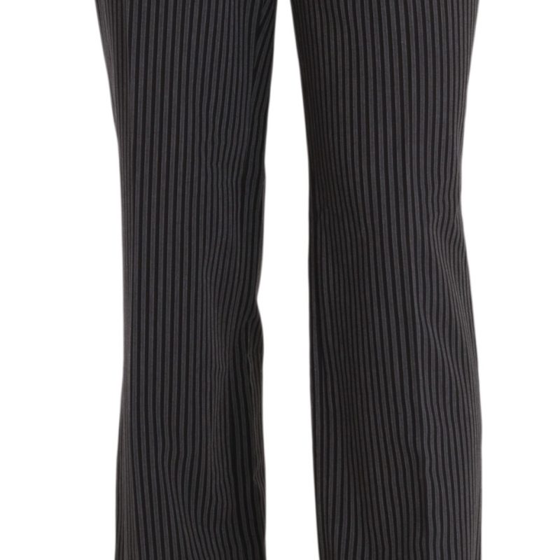 Black Striped Cotton Sretch Dress Trousers Pants