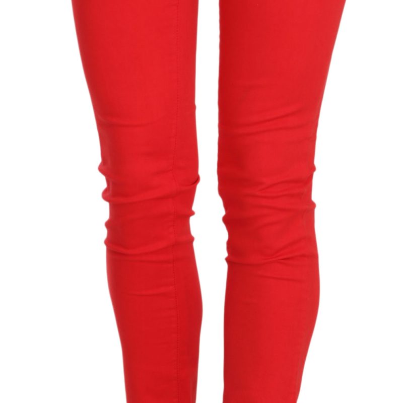 Red Low Waist Slim Fit Skinny Pants