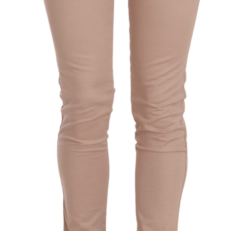 Brown Low Waist Slim Fit Skinny Cotton Pants