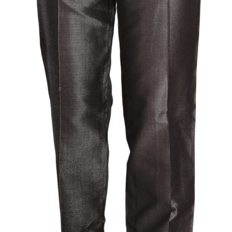 Black Mid Waist Straight Cut Trousers Pants