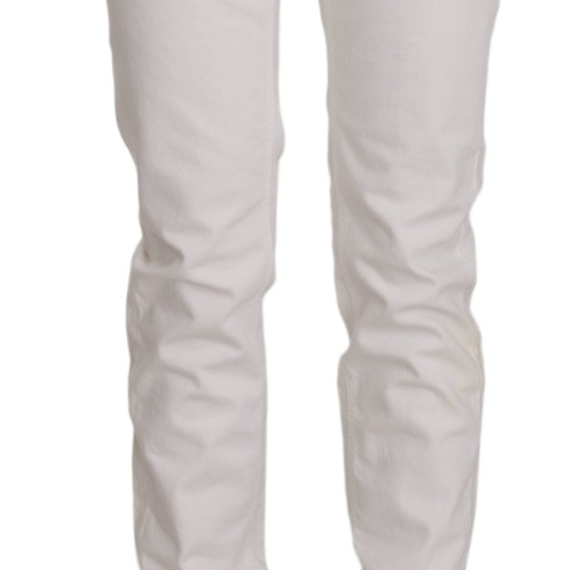 White Cotton Stretch Skinny Casual Denim Pants Jeans