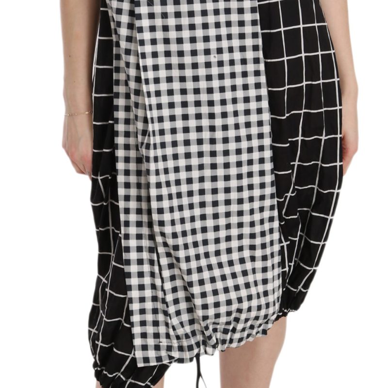 Black & White Patterned Asymmetrical Midi Cotton