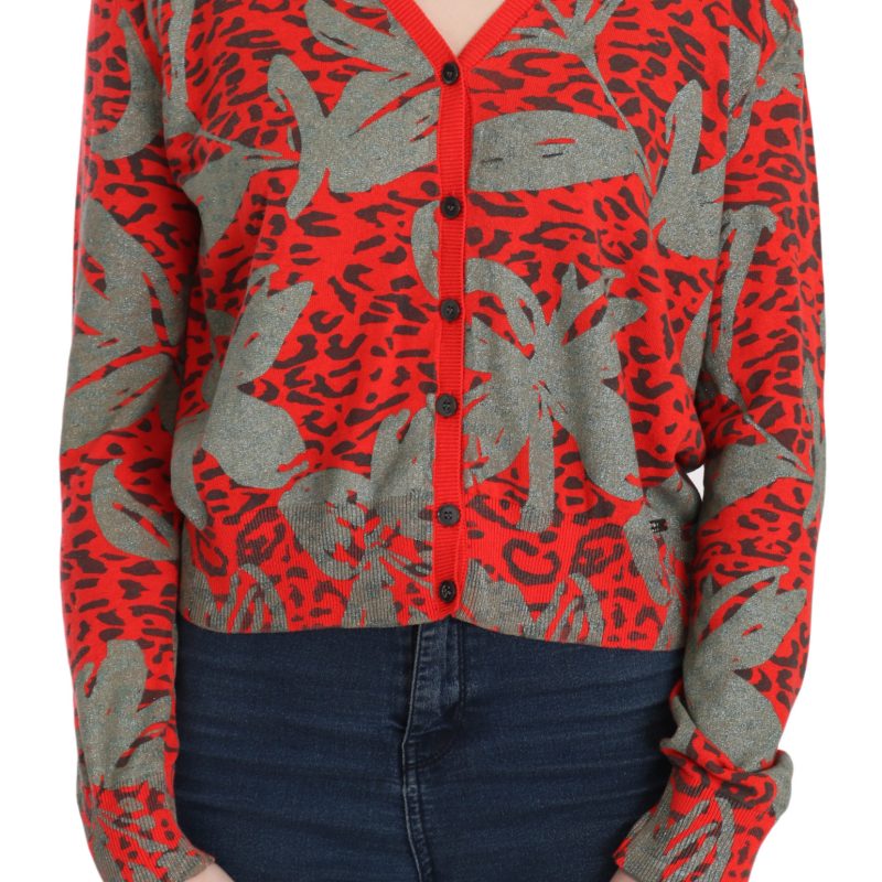 Red Sweater Cardigan Long Sleeve Casual Top Blouse