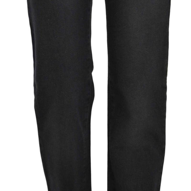 Black Washed High Waist Straight Denim Pants Jeans
