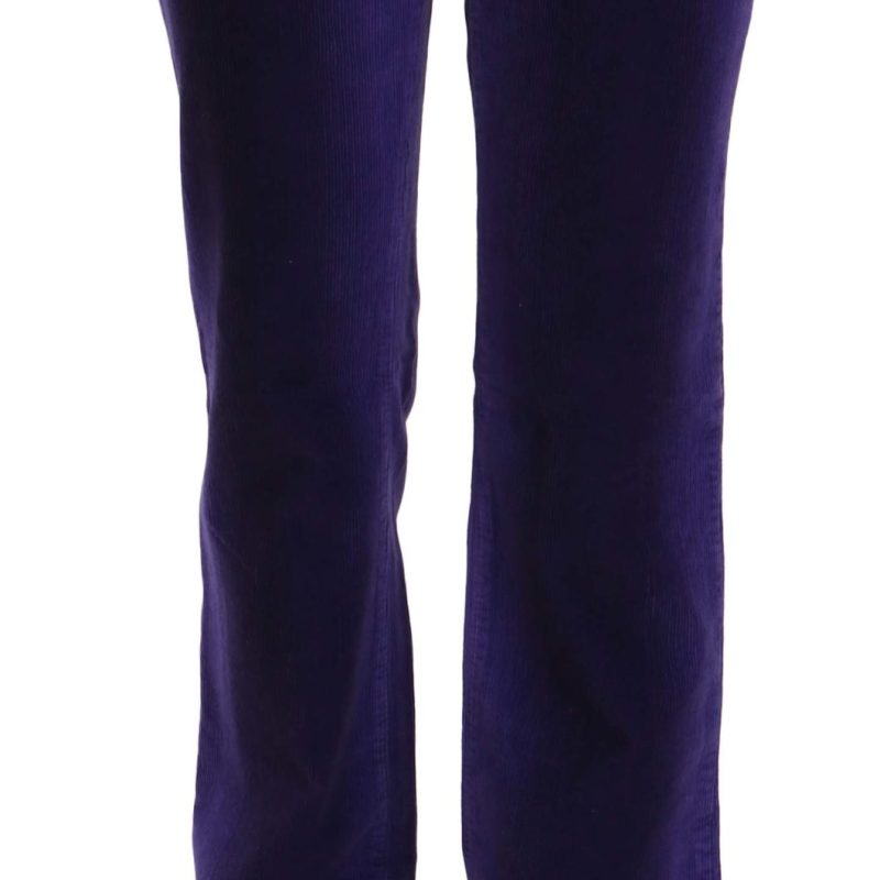 Purple Corduroy Mid Waist Straight Denim Pants