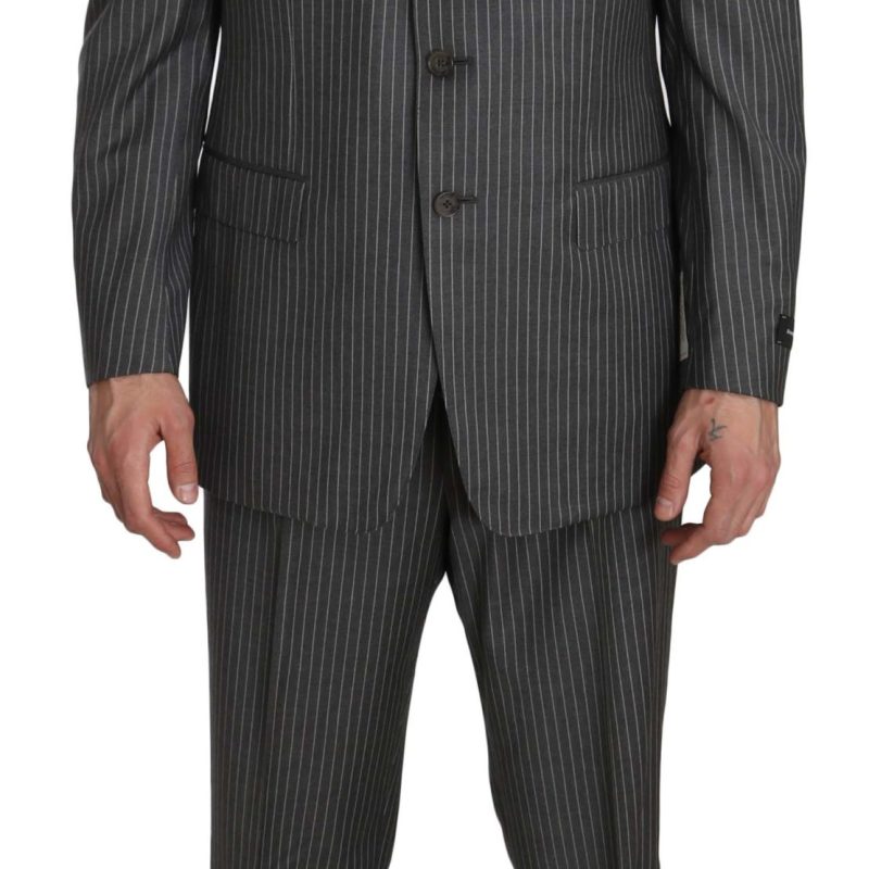 Wool Gray Striped 2 Piece Suit