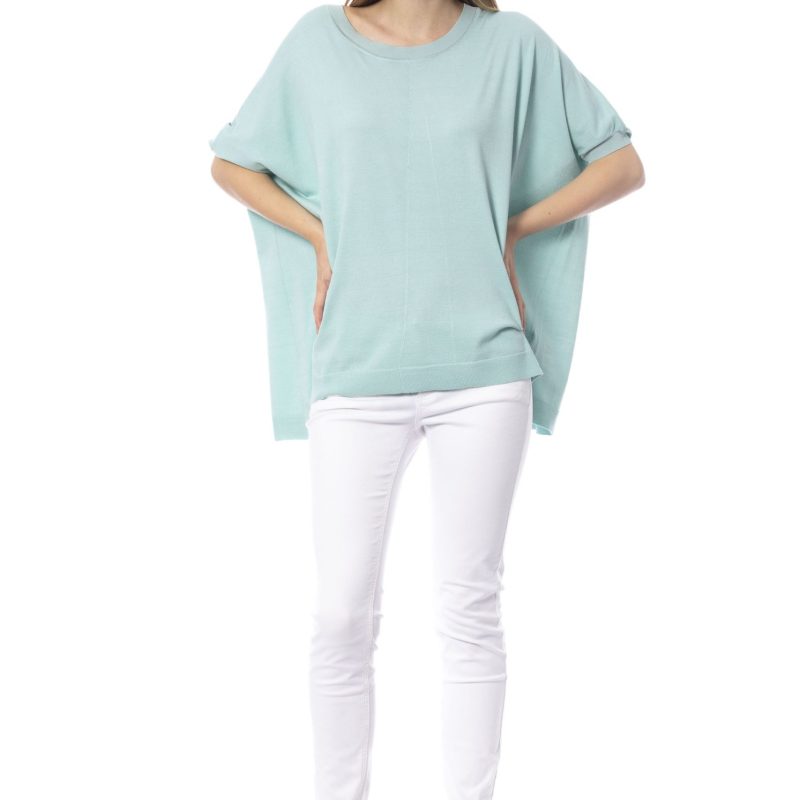 Light Blue Viscose Polyamide Sweater