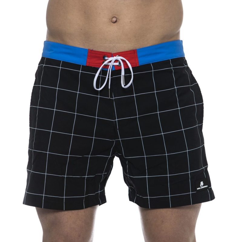 Black Swimshort With Logo In Patch. Back Pocket