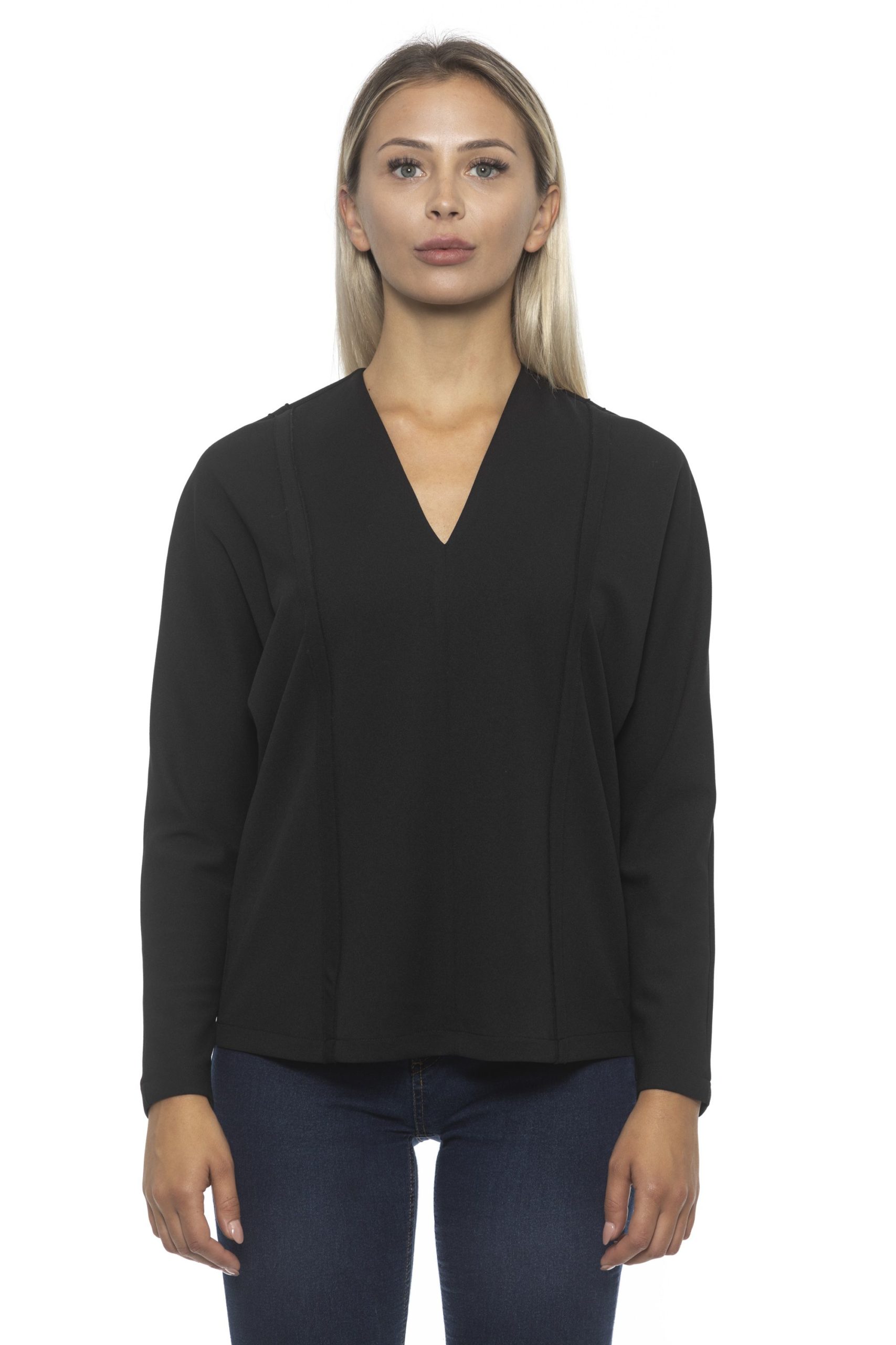 Black Polyester Elastane Sweater