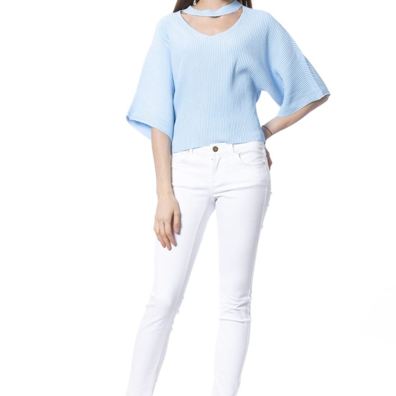 Light Blue Viscose Polyamide Sweater